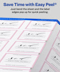 Hassle Free Printable Square Labels 2X2 Inch Matte White For Laser And Inkjet Printers 300 Count showing easy peel design.