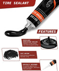 Universal Car Tire Repair Kit With 50 Heavy Duty Rubber Strips Screw In Tool And Two Tubes Sealant Glue emergency tire sealant tube with flowing black glue.