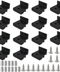 Heavy Duty Aluminum Alloy Mounting Bracket Set 15 Pieces 2020 Series European Standard, black H Clip Brackets with screws