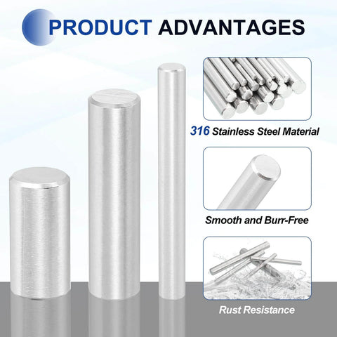 316 Stainless Steel Dowel Pins, 12 Pcs, 6x12 Mm Cylindrical Shelf Support Pins For Machine Building and DIY Projects