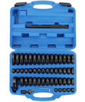 Front view of ATP 52pc bush bearing and seal driver set in blue case; long driver rod and numbered black driver bits.