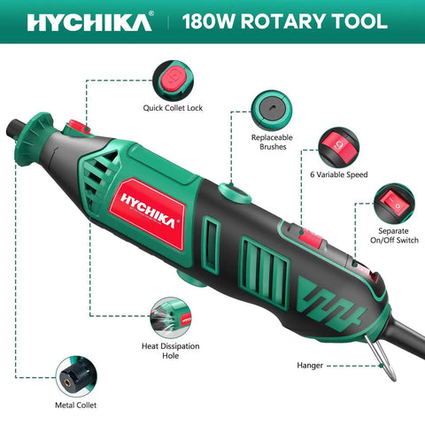 Heavy Duty 8000 To 35000 Rpm Rotary Tool Kit A Hardcore Top Pick Powerhouse With 179 Pcs Gear And Slick Flex Shaft, 180W rotary tool features quick collet lock and variable speed.