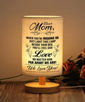 Cozy Night Light Table Lamp Gift For Mom From Daughter And Son With A Heartfelt Message On The Lampshade beside roses