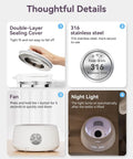 Image showing details of Bottle Warmer With Night Light And Fast Cooling Fan Instant Water Warmer For Bottles with 6 Temperature Presets.
