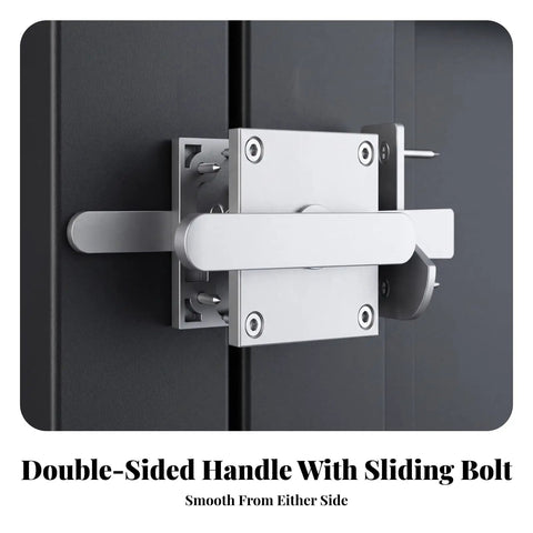 Milageto Easy to Install Sliding Bolt Gate Latch-Heavy-Duty Steel Construction, Sliding Bolt Latch, for Gates, Wooden Fences, Black with double-sided handle.