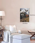 Steam Locomotive Train Canvas Wall Art Poster For Living Room Decor Modern Bedroom Print Dope Wall Hanging Artwork 12x18 Inch With Vintage Rail Theme And Bold Color Pop showing train in living room setting.