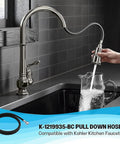 DockNetik Compatible Kitchen Faucet Hose Adapter Extender For Pull Down Faucets, 67 Inch Bright Chrome in use.