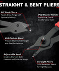 11 Piece Snap Ring Pliers Set Tough As Nails Heavy Duty Straight And Bent Retaining Ring Pliers With Hook And Pick Internal And External Circlip Removal Tools For Cars Trucks Motorcycles Lawn Mower And Farm Equipment Built With Heat Treated 45 Steel showing straight and bent pliers with ergonomic grips.