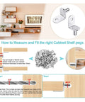 Diagram showing installation of Heavy Duty L Shaped Shelf Pegs 40 Piece Set with Holes 1 4 Inch Diameter for furniture