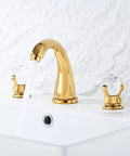 8 Inch Widespread Brass Bathroom Sink Faucet With Crystal Handles Deck Mounted Gold Ti PVD Finish No Drip Ceramic Cartridge