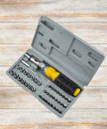 Compact 41 Piece Mini Socket Wrench Set With Quick Change Sockets And Reversible Ratchet For Confined Spaces in grey case