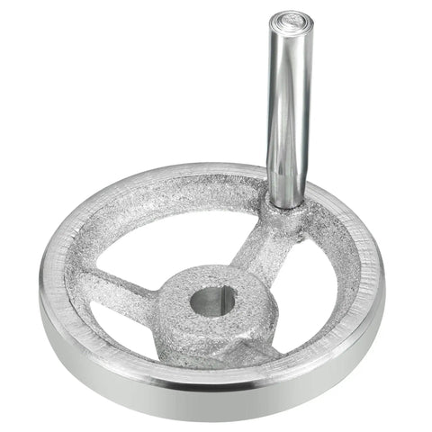 80mm Rotary Handwheel For Milling Machines And Lathes, Cast Iron Chrome Plated With Handy Handle, Silver Tone, Includes Mounting Holes