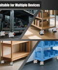 Heavy Duty Leveling Casters With Ratchet Handle Set Of Four Height Adjustable Industrial Retractable Wheels Built Tough For The Daily Grind two inch wheels on workbench and shelving units.