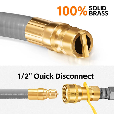Six Foot 0.5 Inch Inner Diameter Natural Gas Hose With Quick Connect Fitting Low Pressure Ready Conversion Kit