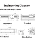 Rock Solid 100mm Travel Ball Screw Linear Guide Slide With RM1610 SFU1610 And Nema 17 Stepper Motor SGX Series Motion Sliding Table System For CNC Machines And 3D Printers engineering diagram, 100mm stroke