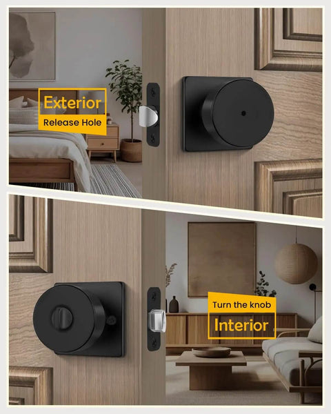 Matte Black Interior Door Knobs With Lock Privacy Bedroom And Bathroom Door Handles Keyless Heavy Duty Stainless Steel Knobs