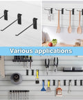 Heavy Duty 8 Inch Slatwall Panel Hooks 96 Pack Black Powder Coated 5mm Thick Bar With 45 Degree Angled Tips Prevent Slips And Rust