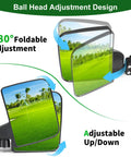 Dead Simple Golf Cart Side And Rear View Mirror Set Offering Badass HD Reflections No Drill Bracket Mount universal fitment showing 180° foldable adjustment.