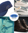 Grommets Kit 300 Sets 1/4 Inch Metal Eyelets with 10 color options displayed on shoes, hats, and clothes