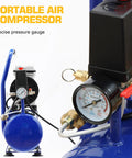 Heavy Duty Portable Air Compressor 9L 115 Psi With Reinforced Hose Quick Connector And Tire Gauge For Pneumatic Tools, detailed pressure gauge view.