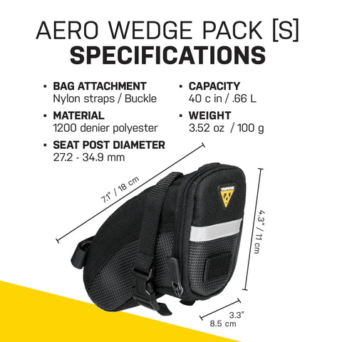 Aero Wedge Pack Small Strap Mount Seat Bag For Tubes And Tools Built For Cyclists With Reflective Trim 1200 Denier Polyester