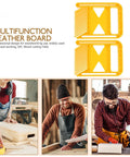 Road Warrior Woodworking Featherboard Safety Guide For Table Saw Extended Yellow Hold Down Jig with ergonomic knobs on woodwork table.