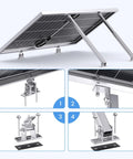 Adjustable Tilt Mount Brackets for Solar Panels Aluminum Alloy 15 to 30 Degree Tilt Fits 50 to 400W Panels with mounting details