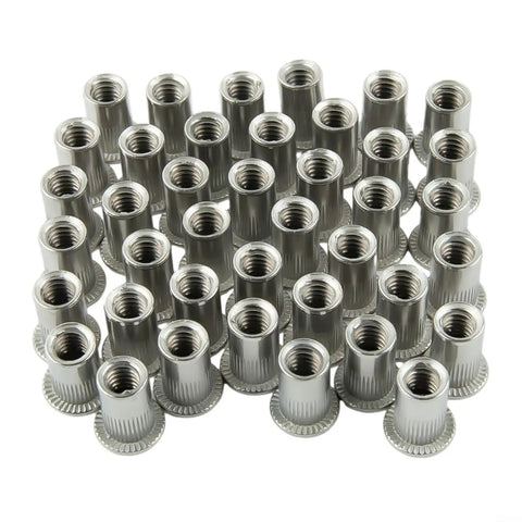 Rivet Nut Assortment Kit Stainless Steel One Quarter Twenty Flat Head Knurled Rivet Nuts For Metal Plastic And Fiberglass Installations