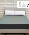 Gray Grounding Sheets Queen Size With 10 Percent Silver Fiber And 90 Percent Organic Cotton Fitted Deep Pocket on bed