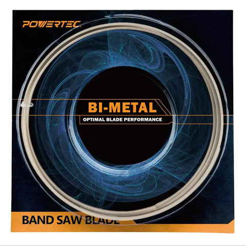 Bi-Metal 64.5 Inch Bandsaw Blade For Non-Ferrous Metals, One Half Inch Thick, 14 To 18 TPI With Raker Set Teeth packaging
