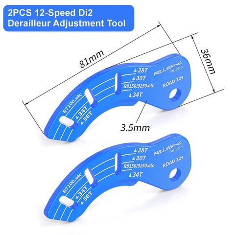 Two Pack 12 Speed Di2 Derailleur Adjustment Tool For Shimano Electronic Shifting Systems R7100 R8150 R9250 blue tools