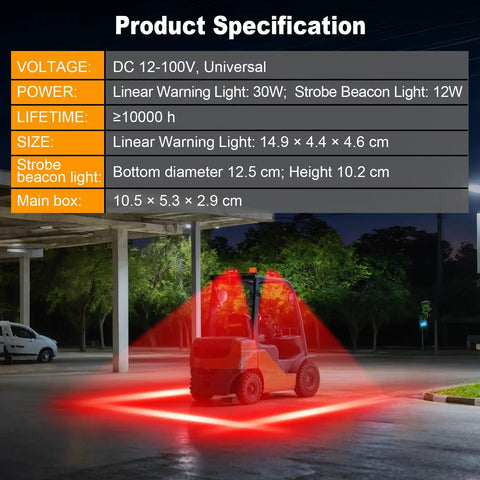 Heavy Duty Forklift Radar Safety Beacon With Bright Led Strobe Lights And Top Notch Red Zone Warning System Plus Sharp Voice Alert To Keep The Yard Fully Secured