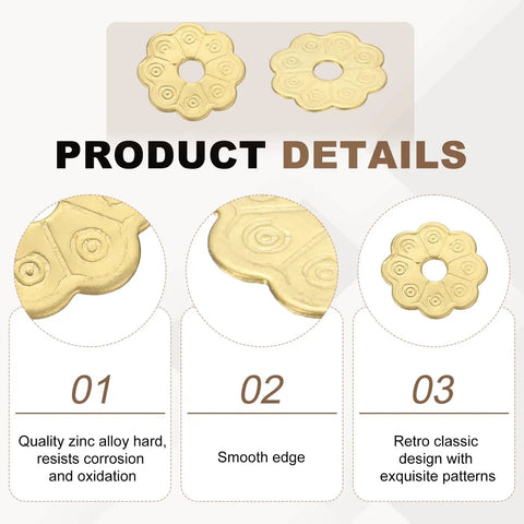 Product details of Six Piece Brass Cabinet Backplates Set 1 Inch with vintage flower shape gasket