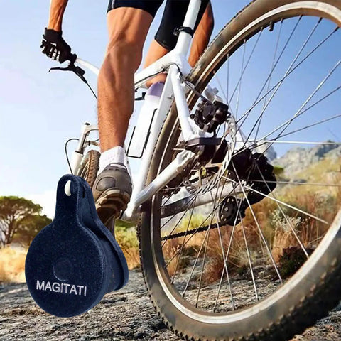 Cyclist on a bike with mountain backdrop, showing 4 Pairs Semi Metallic Bicycle Disc Brake Pads For Tektro IOX Novela Smooth Braking