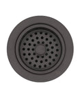 Top view of Combo Pack Built Tough Post Style Kitchen Sink Basket Strainer With Extra Deep Collar Waste Disposal Flange, Matte Black Finish