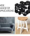 16 Pack Adjustable Furniture Feet Levelers for Chairs and Tables, black metal and plastic with nonslip design