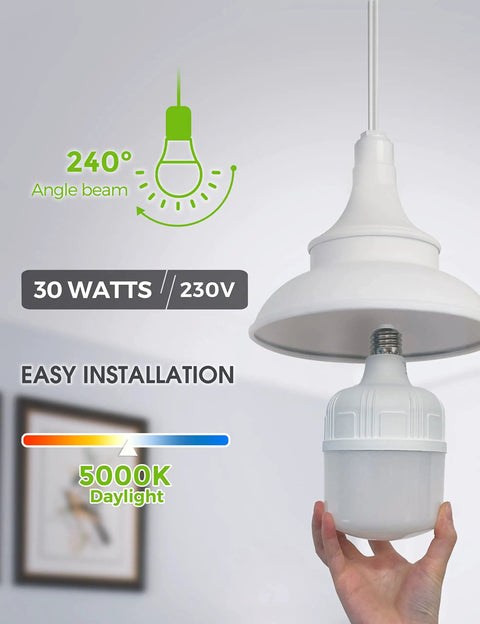 Ultra Bright LED Bulbs 250 300W Equivalent 3400 Lumens 5000K Daylight E26 Base with Free E39 Adapter in lamp socket