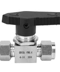 DANAIXZ 304 stainless steel needle valve with black T-handle, 2-way flow control, dual compression fittings