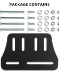 Premium Universal Bed Frame Brackets And Headboard Connectors Black 2 Piece Steel Plates with screws and nuts for installation.