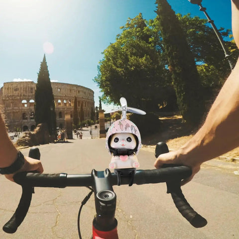 Totally Cool Cat Bike Helmet Decor for Bikes and Cars Made of Lightweight Resin With Propeller Helmet on bicycle handlebars