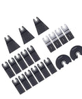 20 Piece Oscillating Saw Blade Kit with Arrow Case displayed, including high carbon steel and bi-metal blades for versatile cutting.