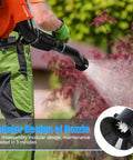 Beast Mode Gas Powered Backpack Fogger Sprayer with 15.8 Gallon Tank in use spraying garden with modular nozzle design close-up