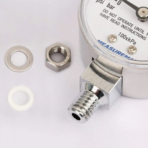 Stainless Steel Pressure Cooker Gauge For Canner And Steam Pressure Gauge, 2 Inch Dial, Lower Mount, Includes Gasket, Washer And Nut