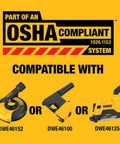 OSHA compliant components compatible with Beefy 13 Amp Angle Grinder With Dust Ejection System featuring three adapter models.
