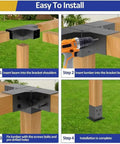 Installation steps for Heavy Duty Pergola Kit With 3 Way Corner Brackets DIY Gazebo Hardware Kit For Patio And Backyard Durable Outdoor Pergola Brackets Set For Easy Assembly And Long Lasting Support In Sun And Rain.