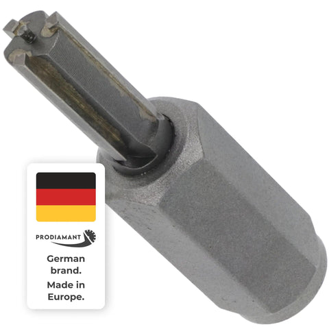 Close-up of Fast Mortar Joint Cleaner Tool with 8mm carbide cutter, 26mm working length, for brick and masonry, German brand.