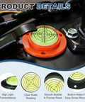Nexarelle 6pcs Round Bubble Level D:48.9mm, H: 9.2mm Black Green showing clear scale reading and pre-drilled holes for mounting.