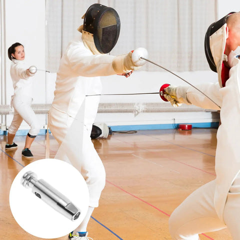 Fencers practicing with two pack replacement fencing epee tips, heavy duty stainless steel blade parts for training and competition