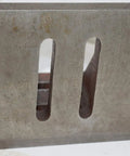 Webbed Angle Plate Eight Inch Wide Five Inch Deep Six Inch High With Machined Finish Durable Cast Iron Construction Fifteen Sixteenth Inch Plate Thickness Two Webs Four Slots At Nine Sixteenth Inch Each For Precise Workholding On Milling Machines And front view