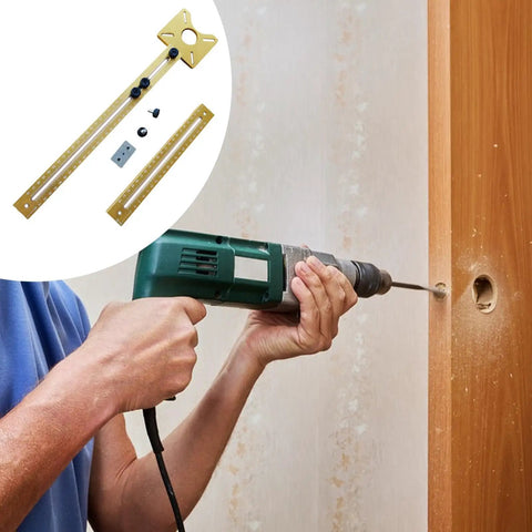 No Sweat Quick Swap Lightweight Alloy Router Circle Cutting Jig And Round Guide Bracket For Cabinet Hardware Jig Fits Edge Trimmer in use.